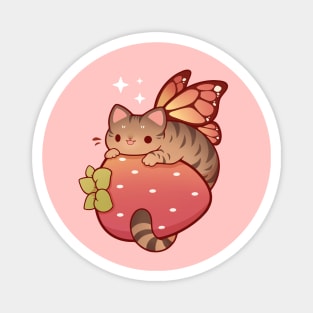 Tabby fairy cat with strawberry Magnet